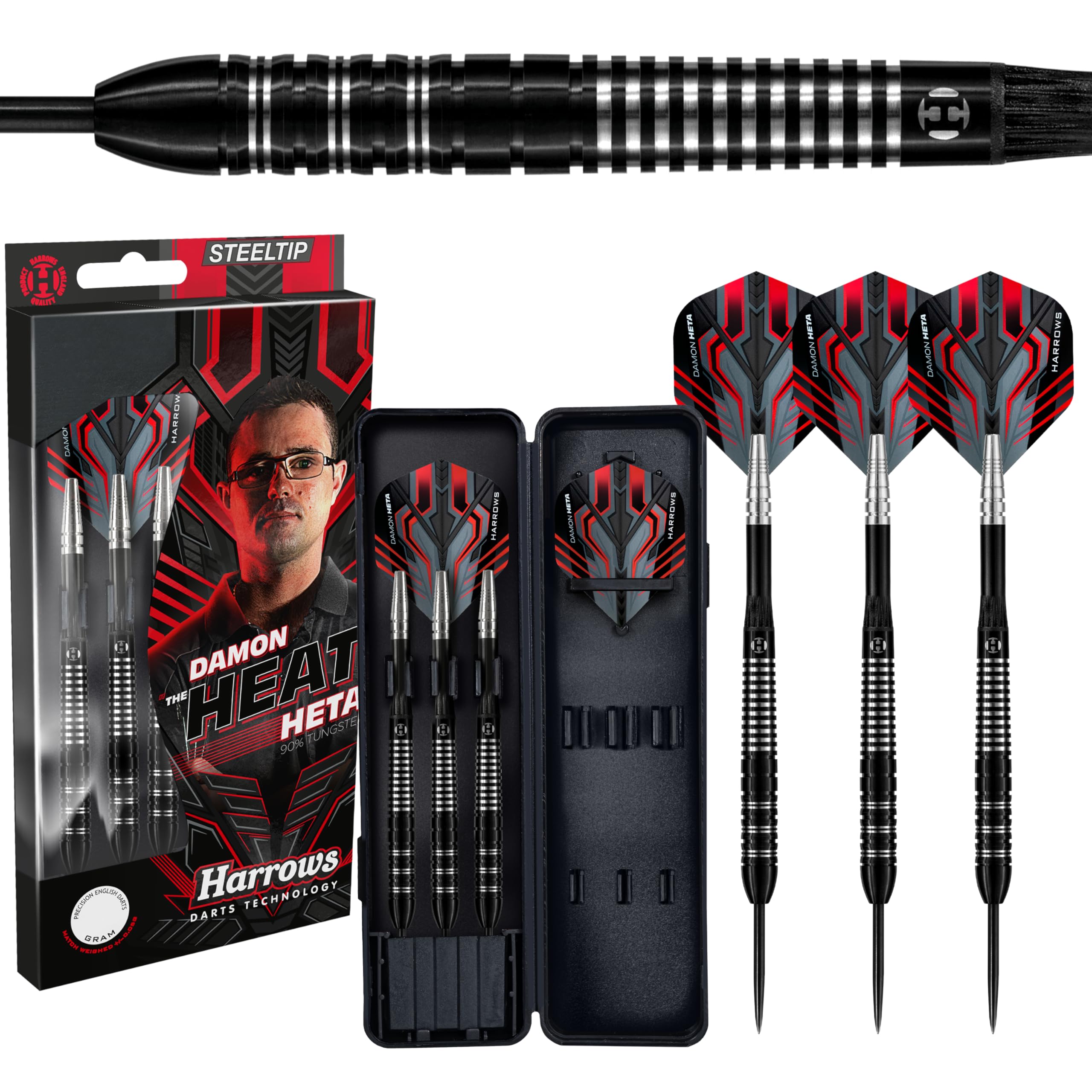 Amazon.com: Harrows Damon Heta 90% Tungsten Steel Tip Darts Set